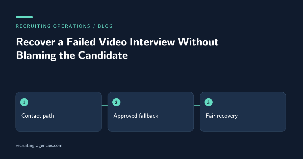 Contact path, Approved fallback, Fair recovery: Recover a Failed Video Interview Without Blaming the Candidate